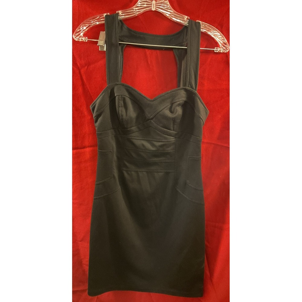 Vintage 90s Open Back Black Mini Dress Rampage Goth Grunge Sleeveless Pencil M